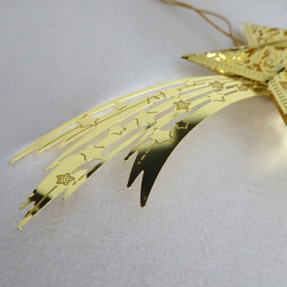 NEW VINTAGE 10.5” & 6” GOLD METAL SHOOTING STAR CHRISTMAS BETHLEHEM ORNAMENT LOT - Picture 8 of 14